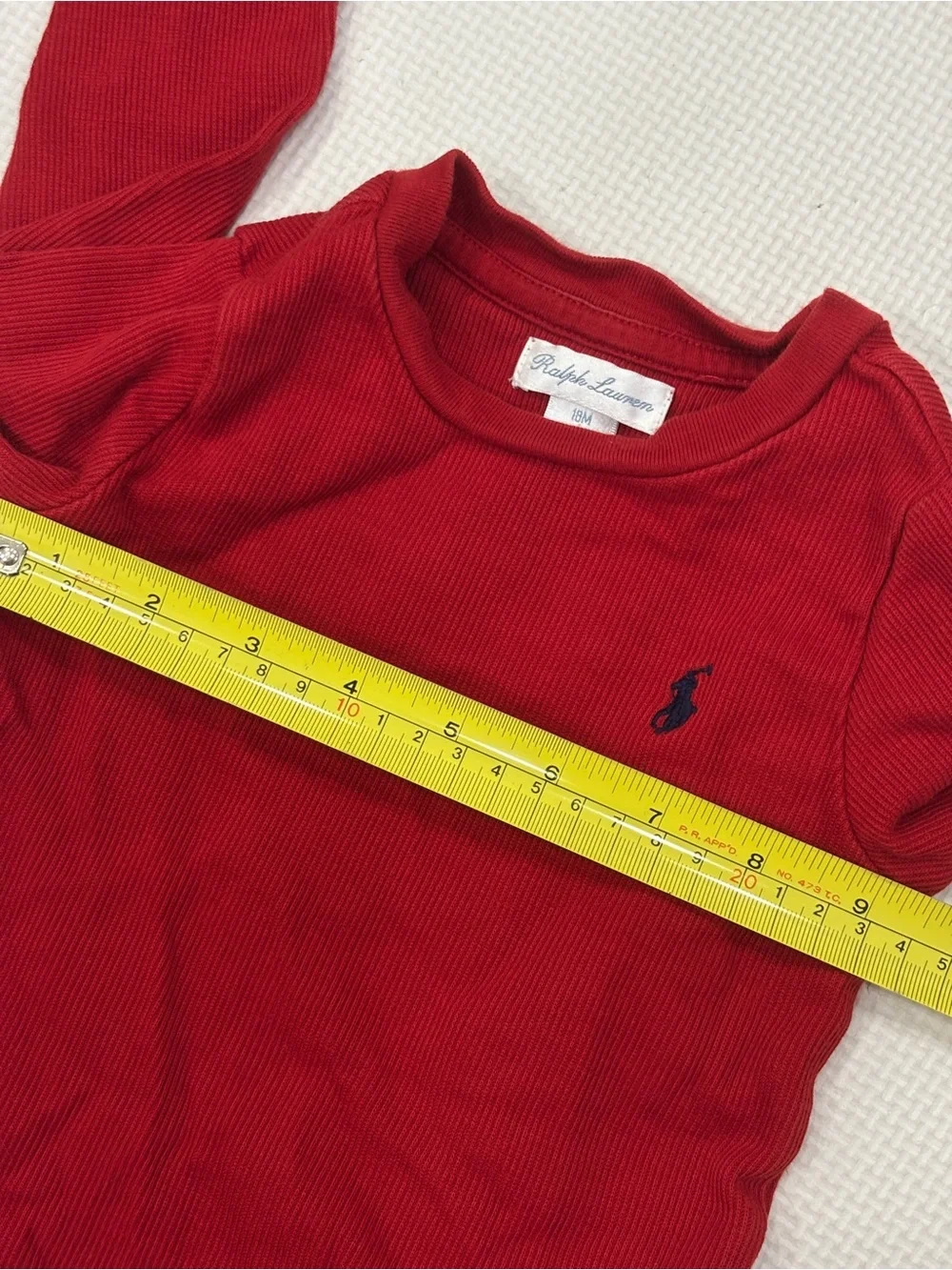 Ralph Lauren Red Long-Sleeve Knit Tee with Navy Pony